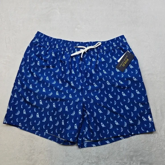 Polo Ralph Lauren‎ Nautical Swim Trunks Mens 2XL Blue Blackwatch Sail NEW